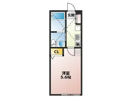 丘の上のフィオーレ横浜(1K/2階)の間取り写真