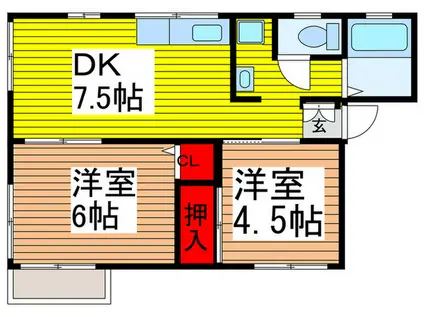 フラットきりしき(2DK/1階)の間取り写真