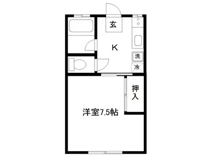 第一竹内コーポ(1K/2階)の間取り写真