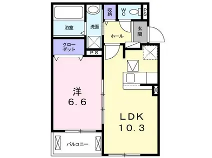 カーサデルソーレII(1LDK/1階)の間取り写真