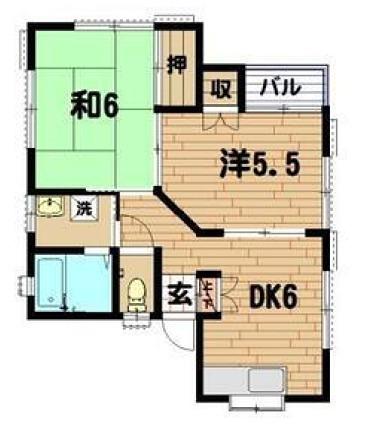ハウスA(2K/2階)の間取り写真