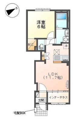 ラクードシャA(1LDK/1階)の間取り写真