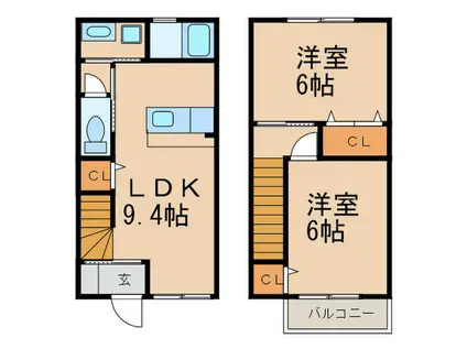 アリウス春日(2LDK/1階)の間取り写真