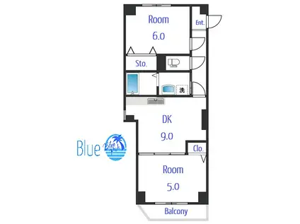 グレイスコート幸II(2DK/4階)の間取り写真