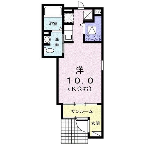 コンフォールB(ワンルーム/1階)の間取り写真