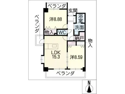 LAFINESTRA(2LDK/4階)の間取り写真