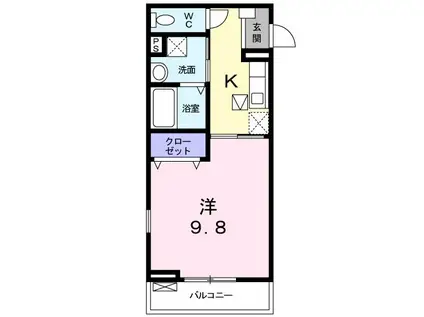 プレッソ新石切(1K/1階)の間取り写真