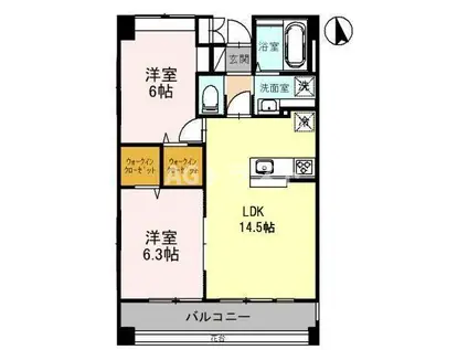 GRAND CHARIOT(2LDK/3階)の間取り写真