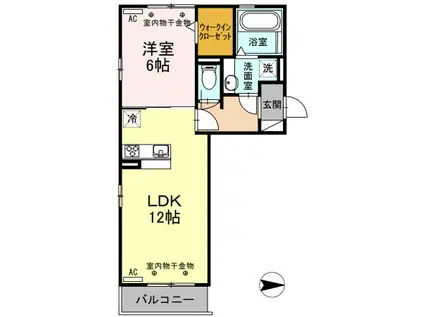 ガーネット(1LDK/3階)の間取り写真