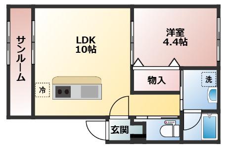 GROVE NOA(1LDK/2階)の間取り写真