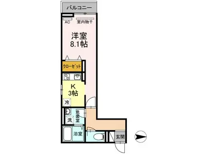 セジュール菜々彩(1K/3階)の間取り写真