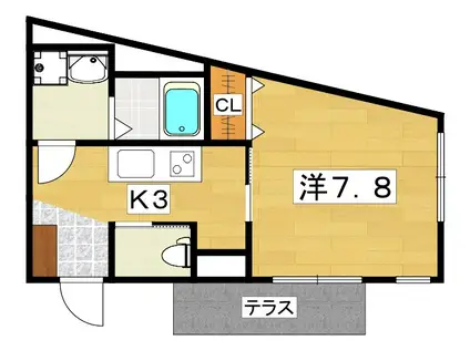キャルムコート星田2番館(ワンルーム/1階)の間取り写真