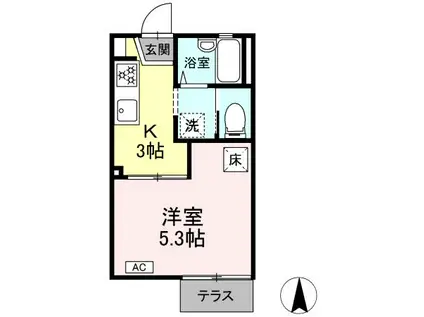 室内リノベーション物件(1K/1階)の間取り写真