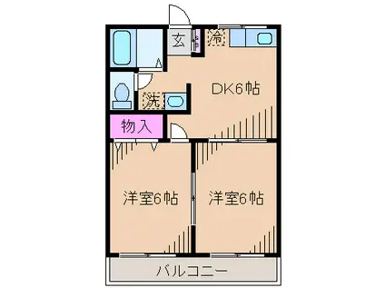 フリーフレイグランス(2DK/3階)の間取り写真