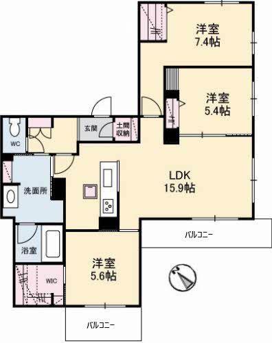 トゥモローランド(3LDK/1階)の間取り写真