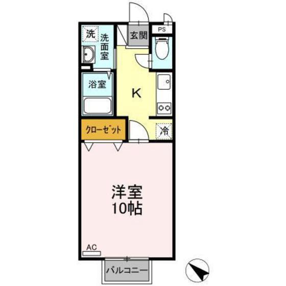 プリメーラ石井城上(1K/2階)の間取り写真