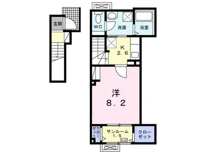 エルベート I(1K/2階)の間取り写真