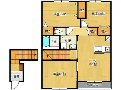 ドリーム藤原台 A棟(3LDK/2階)の間取り写真