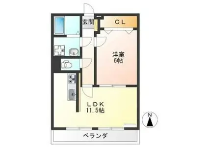 秀栄ヒルズ(1LDK/1階)の間取り写真