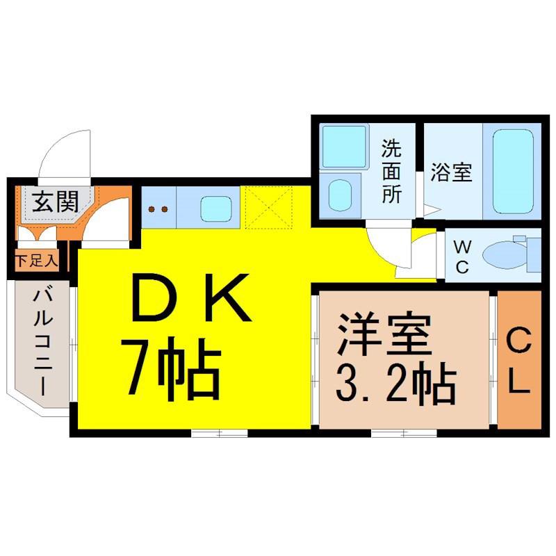 セリシール(1DK/3階)の間取り写真