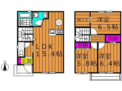 ニコフェリース B棟(3LDK/1階)の間取り写真