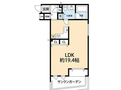 ビット代々木公園ラヴェンナ(ワンルーム/1階)の間取り写真