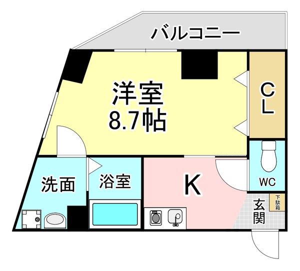 矢島ビル(1K/5階)の間取り写真