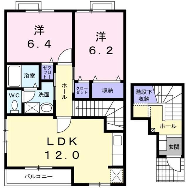 ボヌ-ル・フラグランスA(2LDK/2階)の間取り写真
