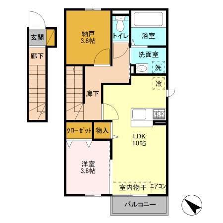 京成松戸線 鎌ケ谷大仏駅 徒歩6分 2階建 築11年(1LDK/2階)の間取り写真
