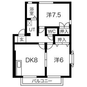 メゾンドファミーユ(2DK/2階)の間取り写真