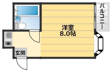 セレーナ土生(ワンルーム/2階)の間取り写真