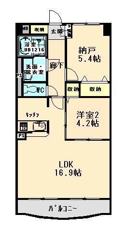 イストワール城西(2LDK/3階)の間取り写真