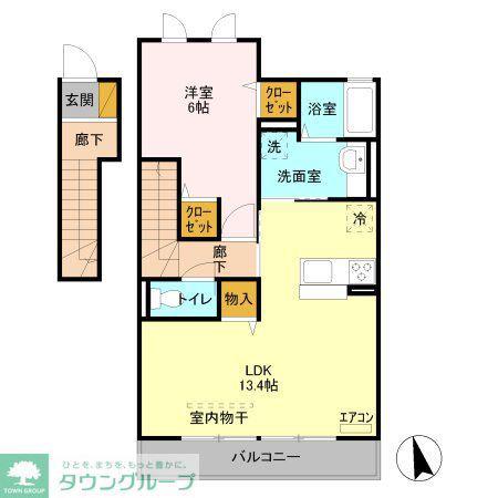 コーワ・ルミエール参番館(1LDK/2階)の間取り写真