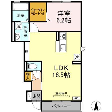 セジュールけやき坂 I棟(1LDK/1階)の間取り写真