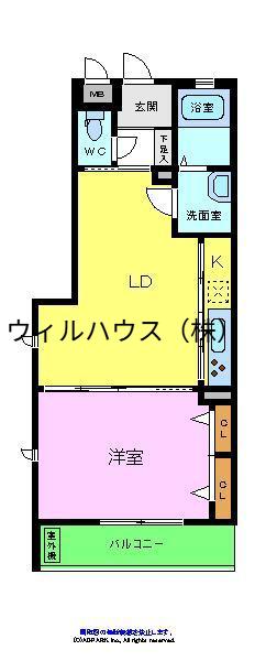 シャーメゾンアプローズ(1LDK/3階)の間取り写真