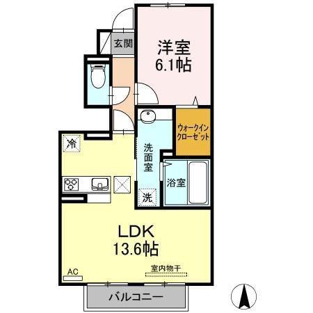 クレール穂(1LDK/1階)の間取り写真