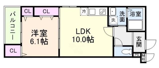 フジパレスエンⅢ号館(1LDK/1階)の間取り写真