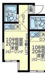ユナイトKOKANエルリンガー(ワンルーム/2階)の間取り写真