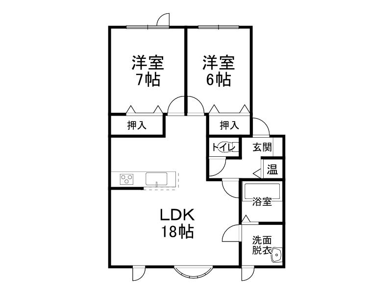 ユトリロ5(2LDK/1階)の間取り写真