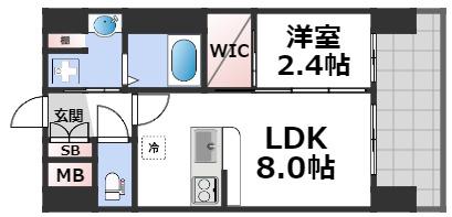 セレニテ難波ミラク壱番館(1LDK/6階)の間取り写真