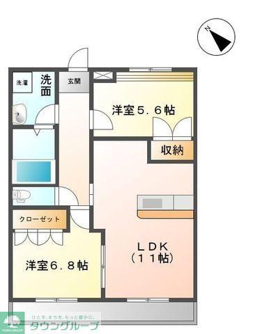 グランシェルル(2LDK/1階)の間取り写真
