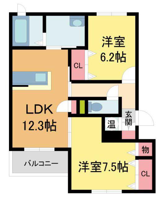 オーキッドガーデン(2LDK/2階)の間取り写真