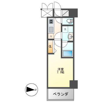 ヴェルデシア名駅南(1K/6階)の間取り写真