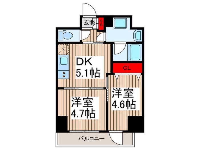 CREATIF押上(2DK/5階)の間取り写真