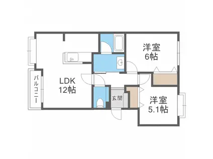 クリスタルリバ-五番館(2LDK/2階)の間取り写真