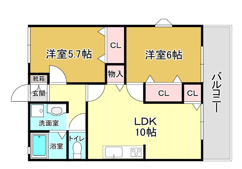 サニーコートI(2LDK/1階)の間取り写真