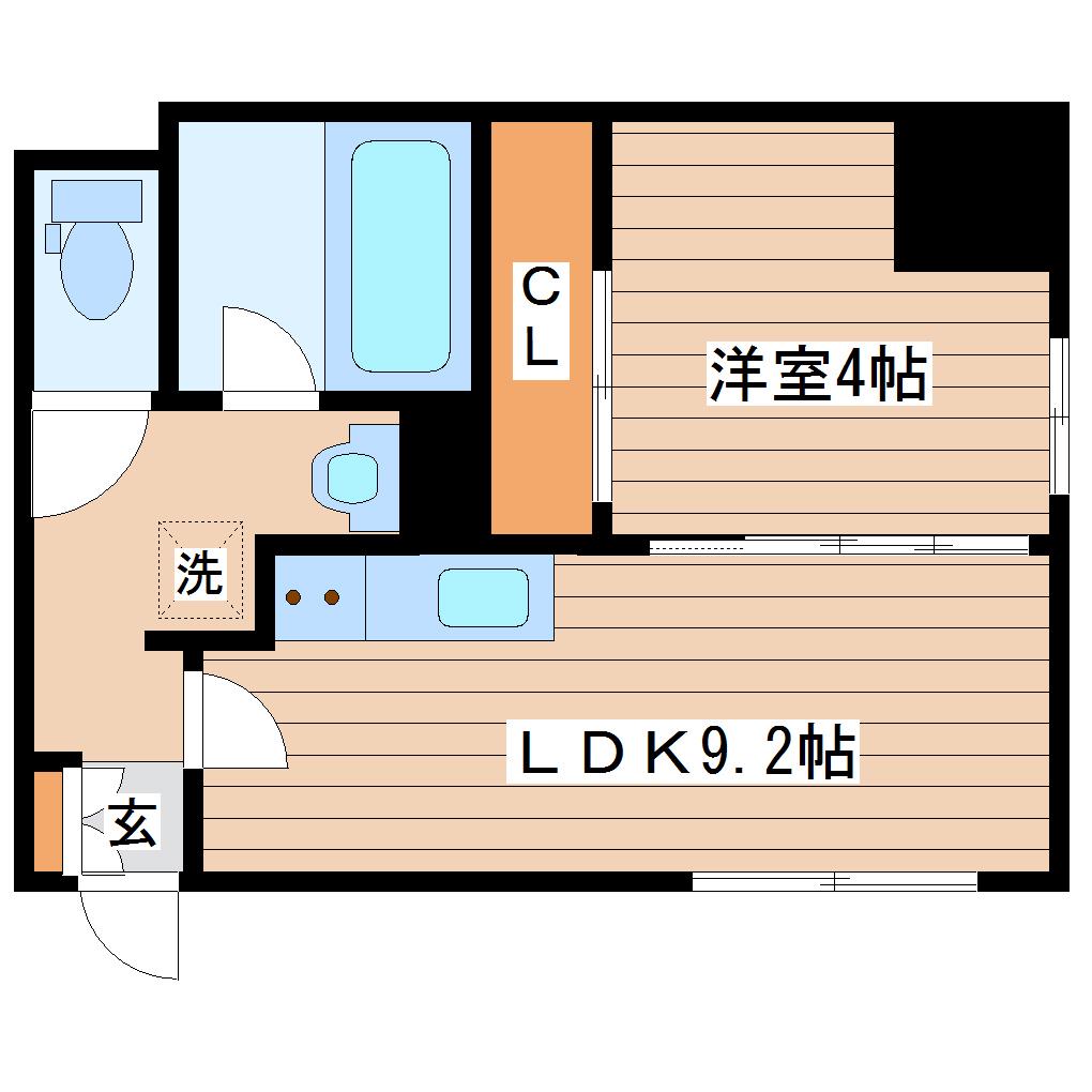 ボナール白山(1K/2階)の間取り写真