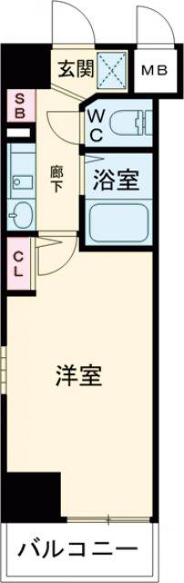 エステムコート新神戸エリタージュ(1K/2階)の間取り写真