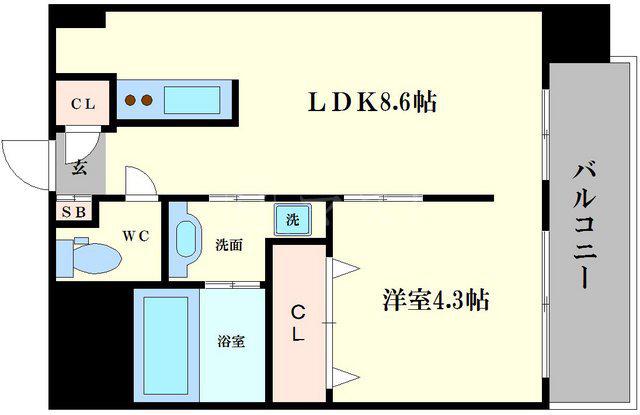 アニマーレ長堀(1LDK/3階)の間取り写真