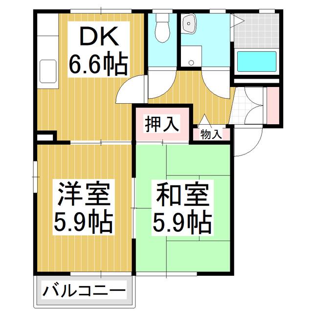 ラポール・カイト A(2DK/1階)の間取り写真